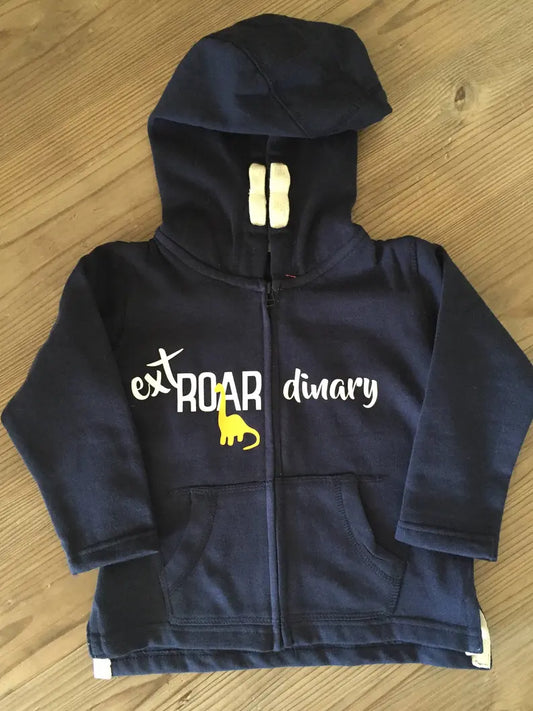 Baby/Toddler Ext-roar-dinary zipped hoodie, Childrens Hoodie, Childs Zipped Hoodie, Baby Hoodie, Dinosaur Top